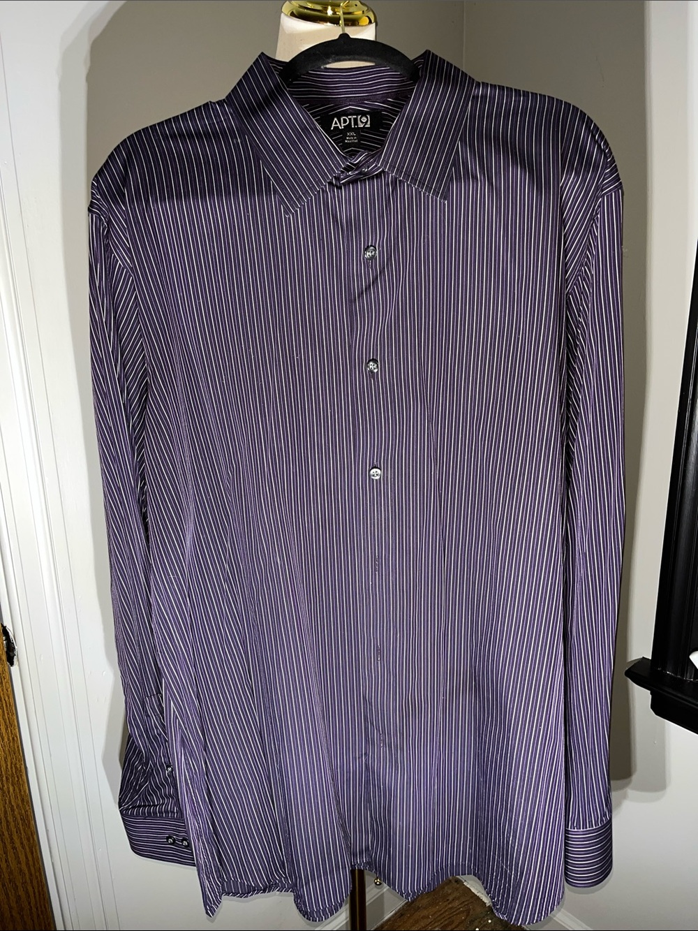APT. 9 Men's Purple Stripe Dress Shirt - Size XXL